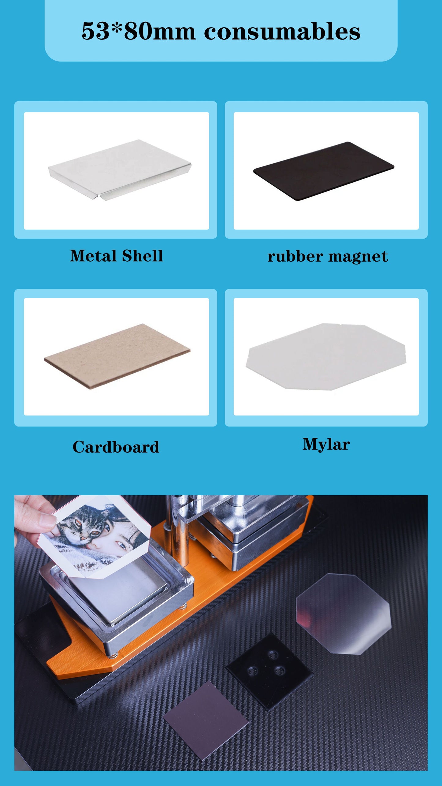 53*80 mm(2.1*3.2 inches) 1000 Acrylic Or Cardboard Consumables